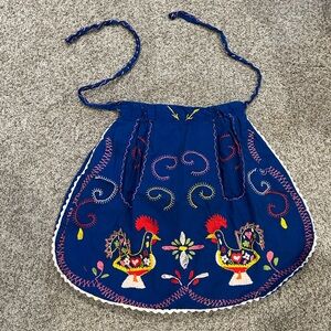 Vintage children’s hand stitched Portuguese apron. Chickens. European. Handmade